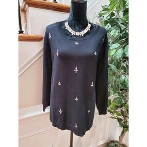 Ruby Rd. Women's Solid Black Rayon Round Neck Long Sleeve Sweater Size 2X